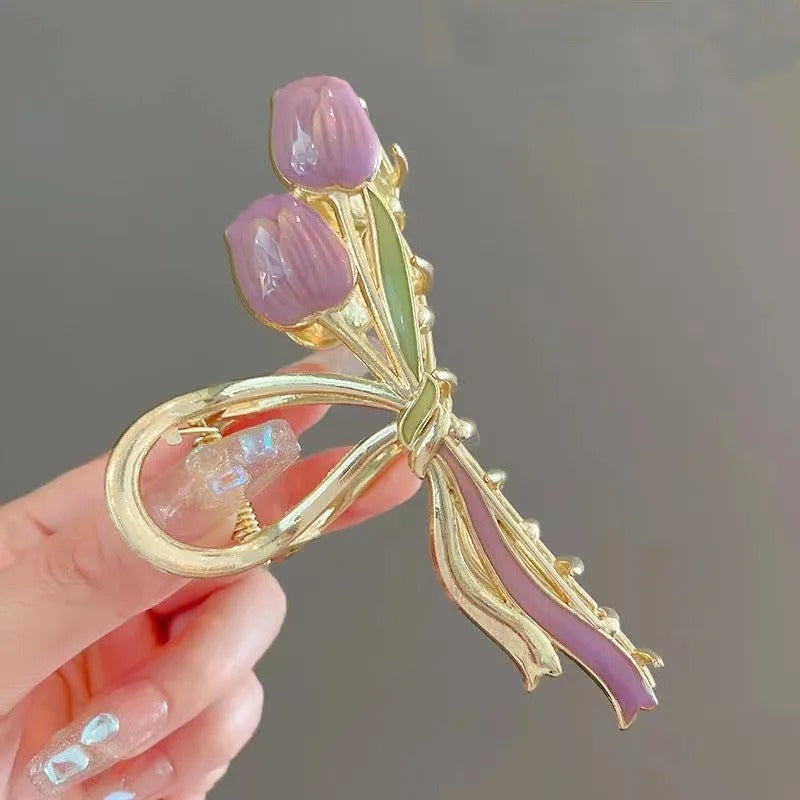 Flower Alloy Plating Hair Claws