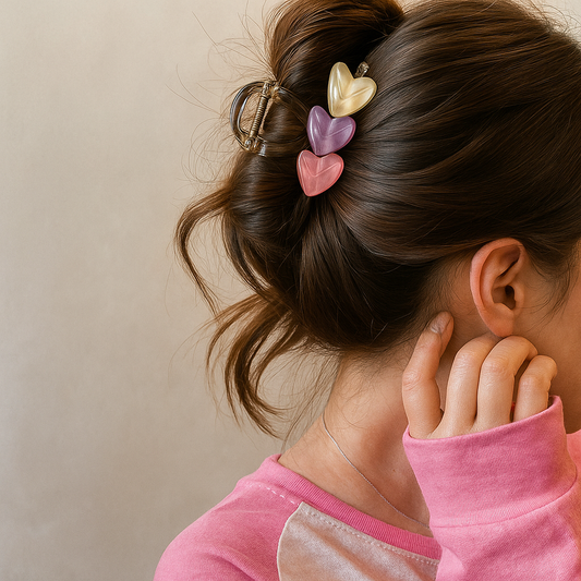 Triple Heart Hair Claw Clip Love