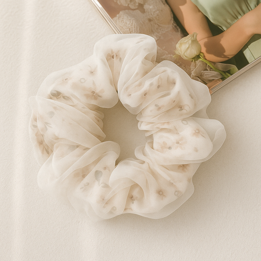 Snow Petal Sheer Scrunchie