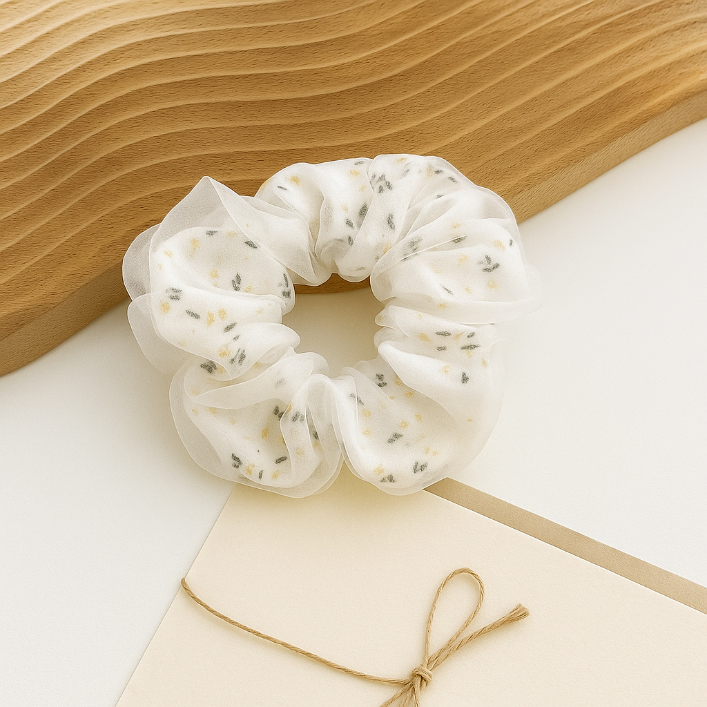 Snow Petal Sheer Scrunchie