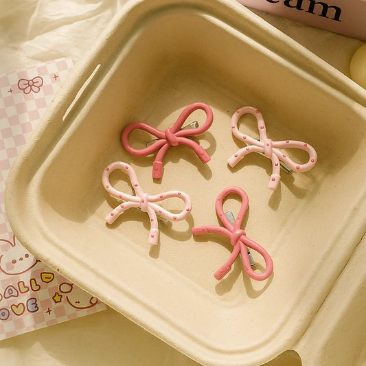 Polka Dot Bow Hair Clip Set