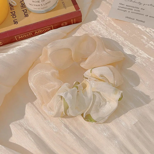 Peach Bloom Satin Scrunchies