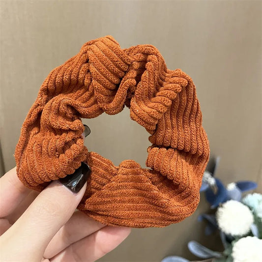 Crimson Corduroy Scrunchies