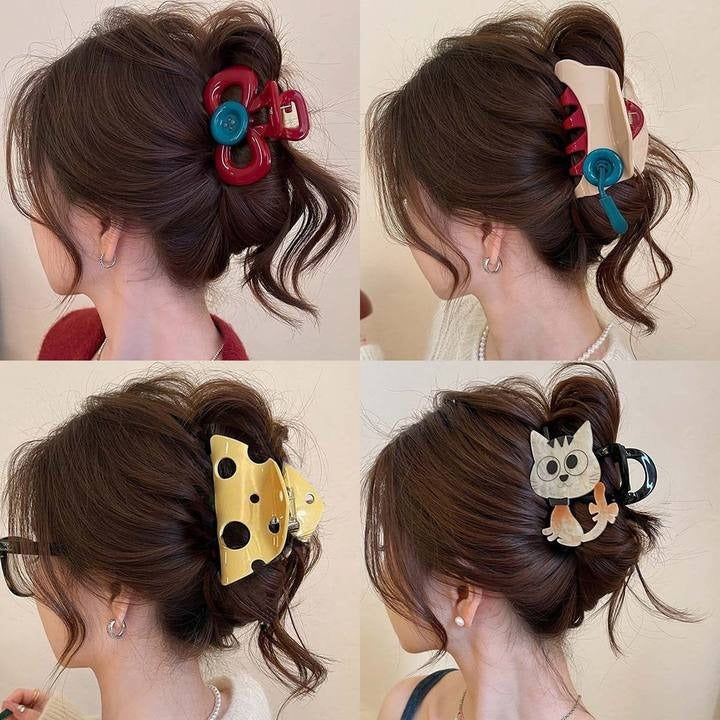 Retro Button-Inspired Hair Claw