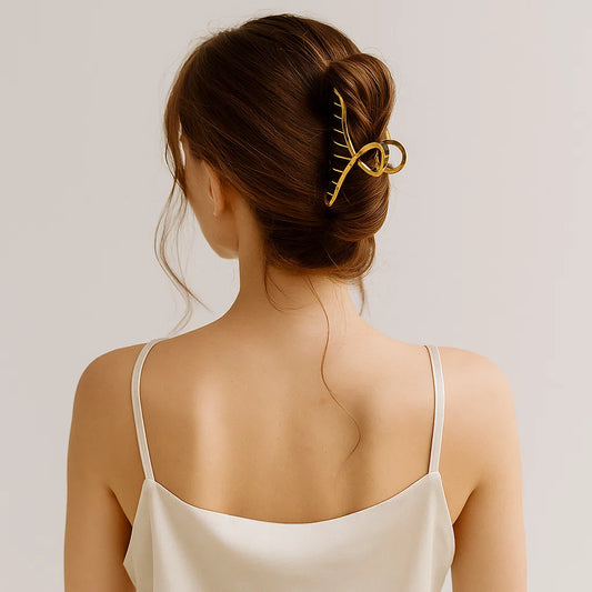 Metallic Golden Bow Hair Claw Clip