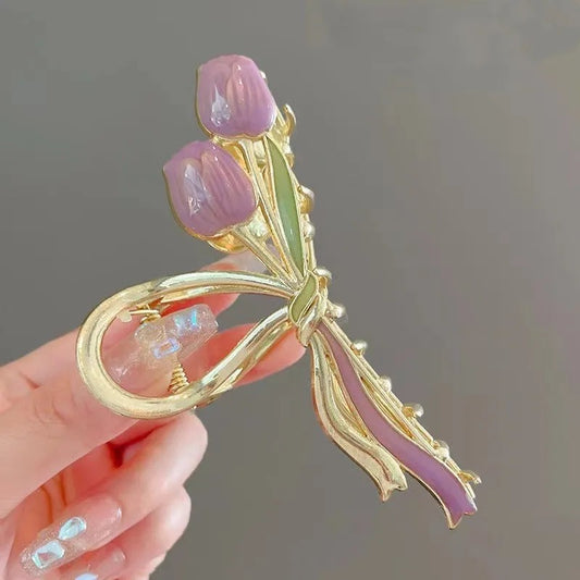 Flower Alloy Plating Hair Claws