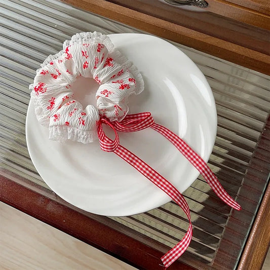 Lace-Trimmed Ribbon Scrunchie