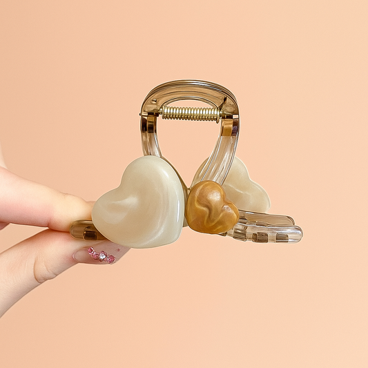 Crystal Heart Grip Claw Clip