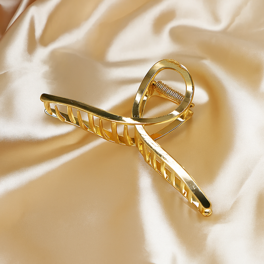 Metallic Golden Bow Hair Claw Clip