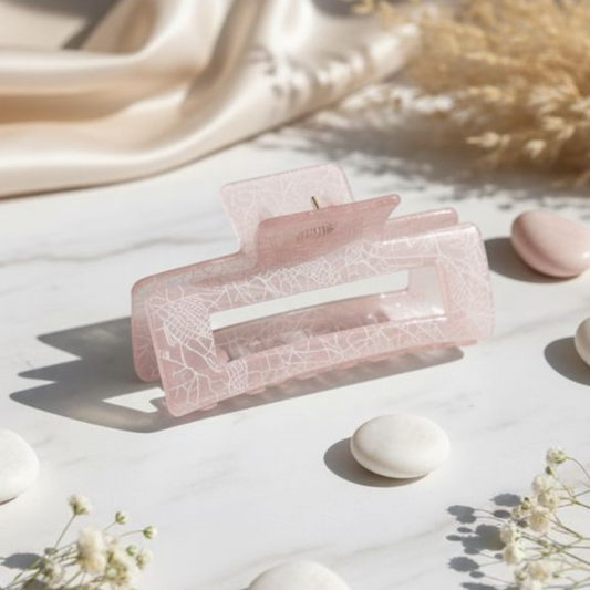 Elegant Marble Texture Rectangle Hair Claw