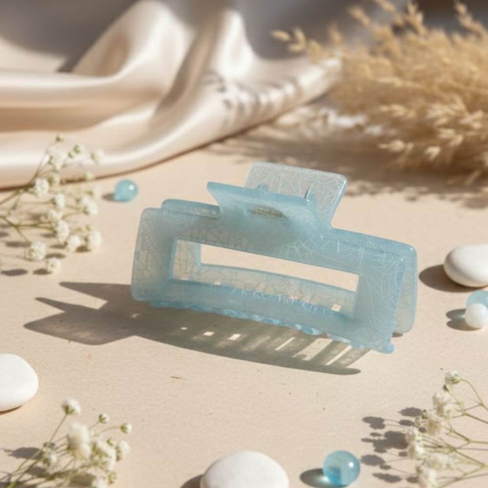 Elegant Marble Texture Rectangle Hair Claw