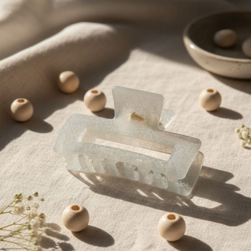 Elegant Marble Texture Rectangle Hair Claw