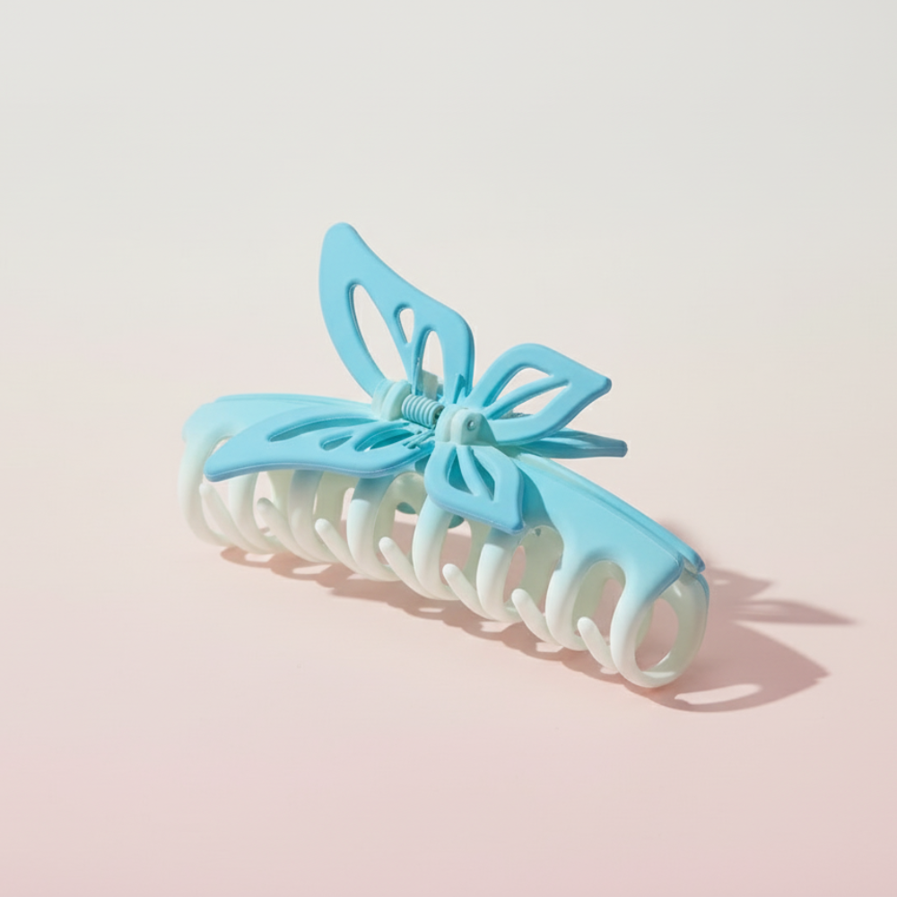 Blue & White Butterfly-Inspired Hair Claw Clip