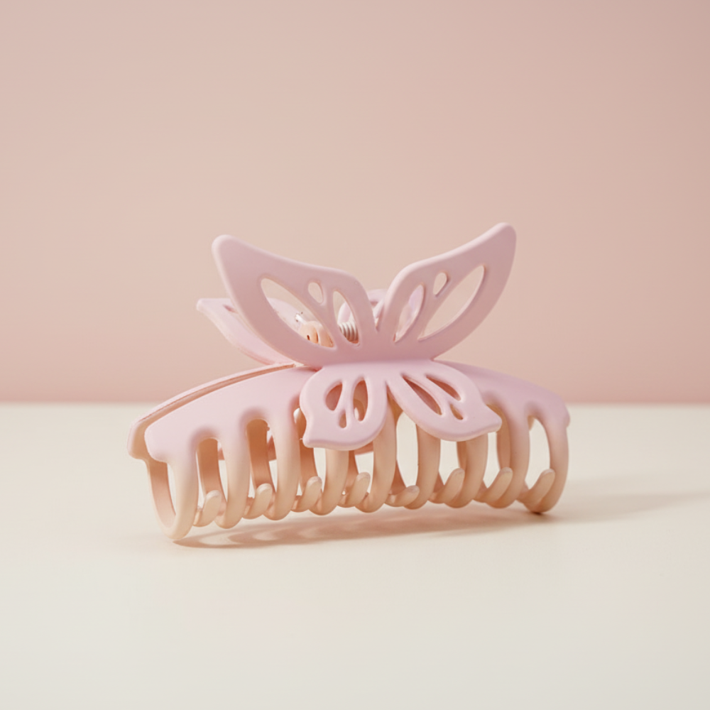 Pink & Brown Butterfly-Inspired Hair Claw Clip