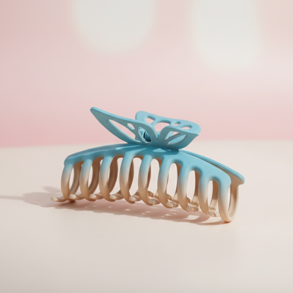 Blue & Brown Butterfly-Inspired Hair Claw Clip