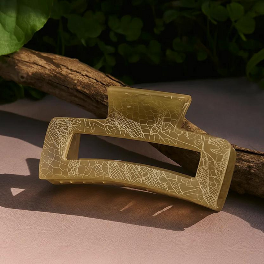 Elegant Marble Texture Rectangle Hair Claw