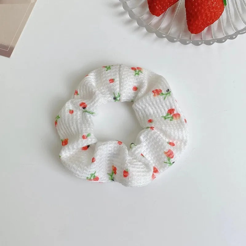 Cute Strawberry Print Scrunchie