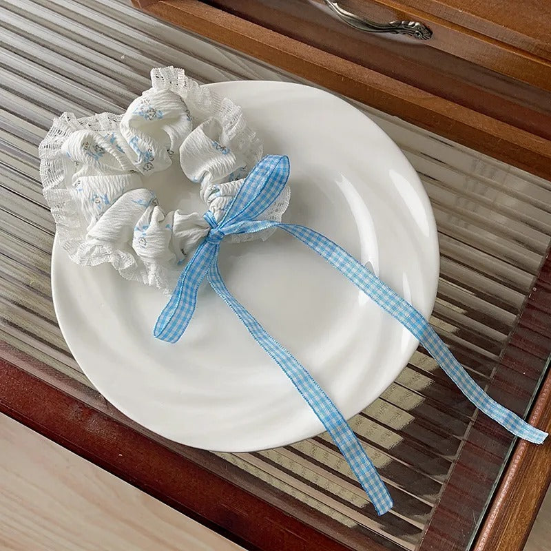Lace-Trimmed Ribbon Scrunchie
