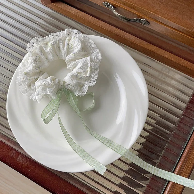 Lace-Trimmed Ribbon Scrunchie