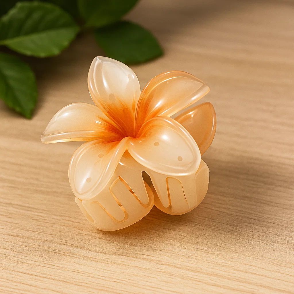 PeachBloom Floral Hair Claw