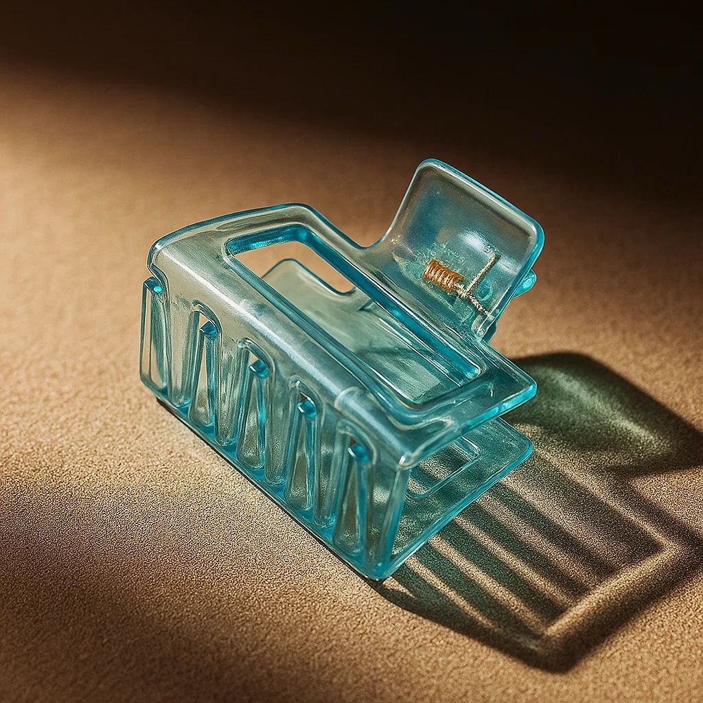 Sky Blue Amber Square Hair Claw Clip