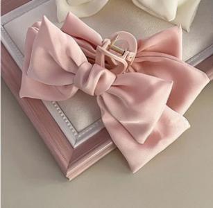 Blush Satin Bow Hair Claw Clip – Korean Aesthetic
