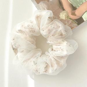 Floral Organza Scrunchie – Korean Aesthetic
