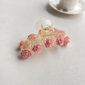 Blush Rose Hair Claw Clip – Korean Floral Hair Accessory