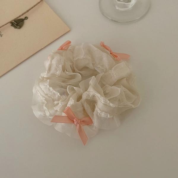 Ribbon Bow Organza Scrunchie – Korean Elegant Hair Accessory