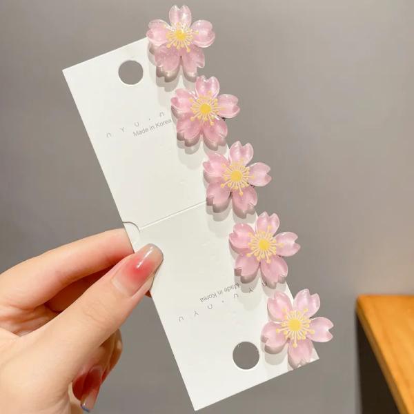 Pink Cherry Blossom Hair Clip Set – Korean Floral Hair Accessories