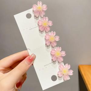 Pink Cherry Blossom Hair Clip Set – Korean Floral Hair Accessories