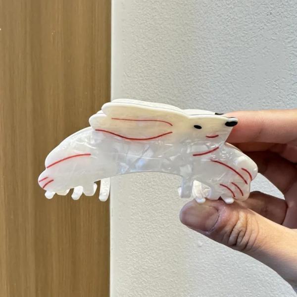 Pearl White Rabbit Hair Claw Clip – Korean Cute Hair Accessory