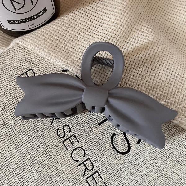 Mocha Brown Matte Bow Claw Clip – Korean Minimalist Hair Accessory