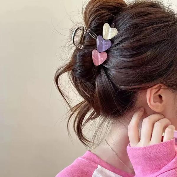 Pastel Heart Elastic Hair Tie Set for Girls & Women