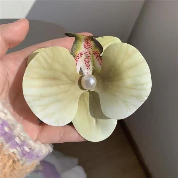 Pink Orchid Flower Hair Claw Clip