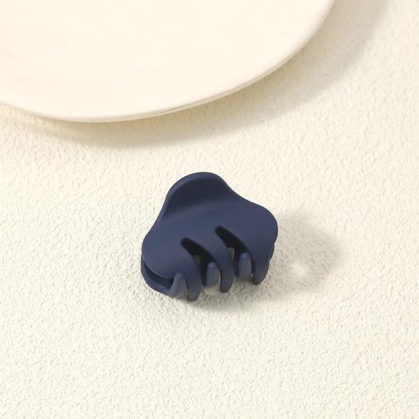 Navy Blue Minimal Matte Mini Hair Claw Clip – Korean Hair Accessory