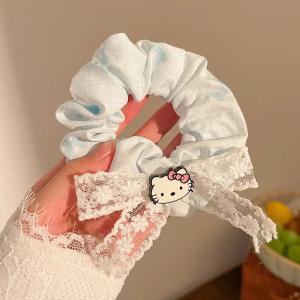 White Hello Kitty Lace Bow Scrunchie – Korean Cute Hair Tie