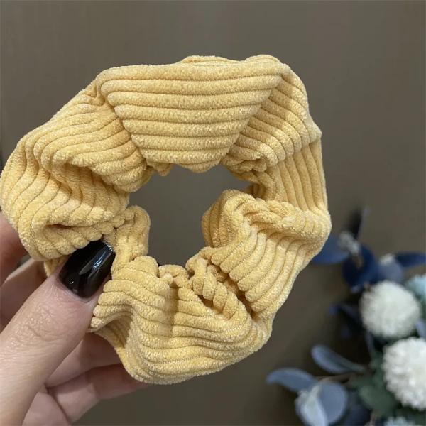 Mustard Corduroy Scrunchie – Korean Soft Hair Tie