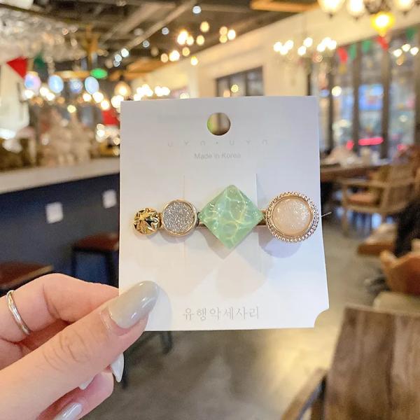 Azure Marble Geometric Hair Barrette – Korean Aesthetic